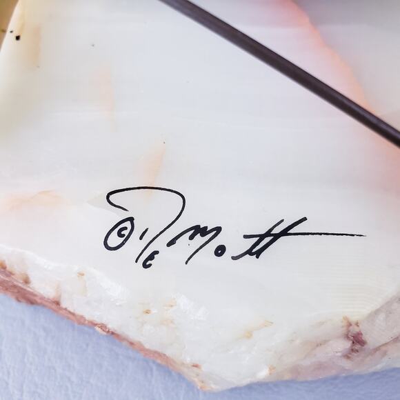 Vintage 70s DeMott Brass Sailboat Sculpture Signed Brass Sail Boat/Gem Rock Base - Picture 8 of 10